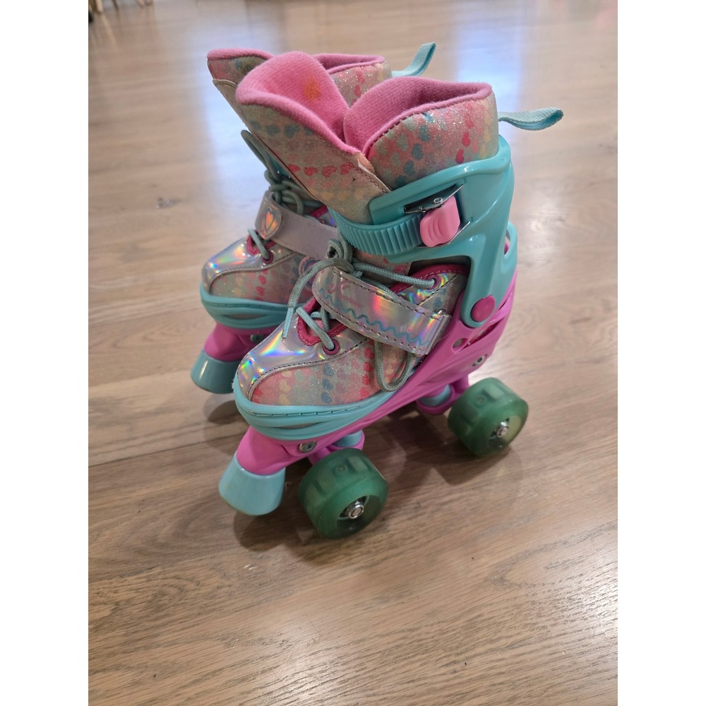 Sportneer Kids Adjustable Quad Roller Skates GW-083 Pink Teal Glitter EU 30-33